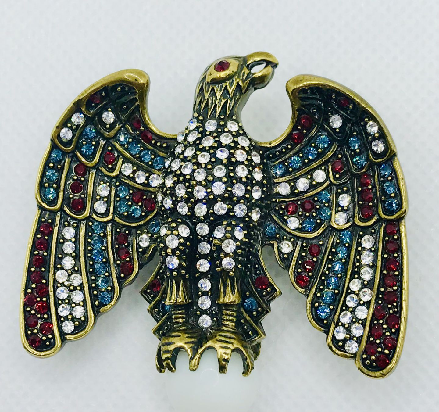 Customer photo review of HEIDI DAUS®"So Swag Pin" Enamel Crystal Flag Patriotic Pin