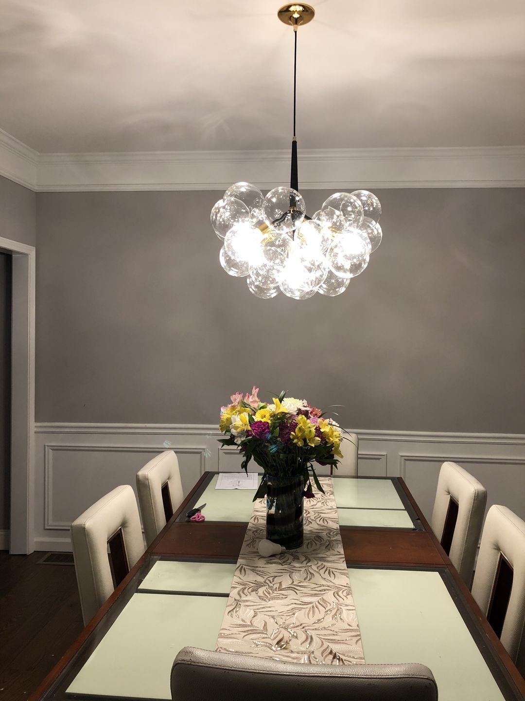 Customer photo review of Modern Clear Glass Bubble Cluster Chandelier