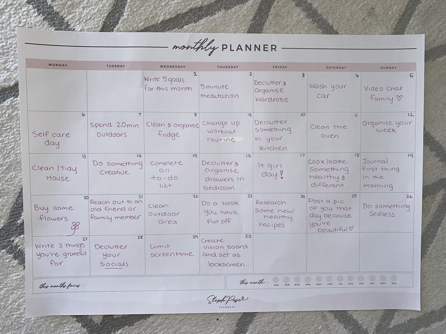 Customer photo review of NEW Signature Monthly Desktop Planner