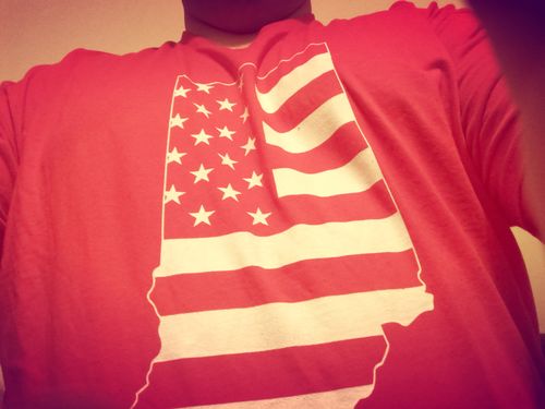 Customer photo review of Indiana USA Flag Mens Apparel