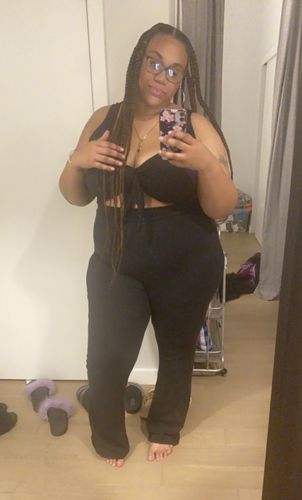 Customer photo review of Rebdolls "Bang Bang" Front Tie Bell Bottom Jumpsuit - Black