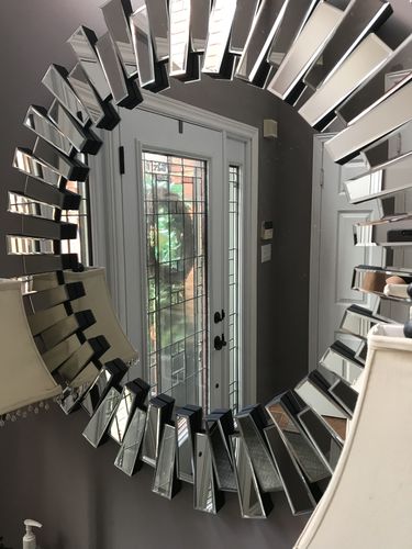 Customer photo review of Sunburst Beveled Round Mirror 35"