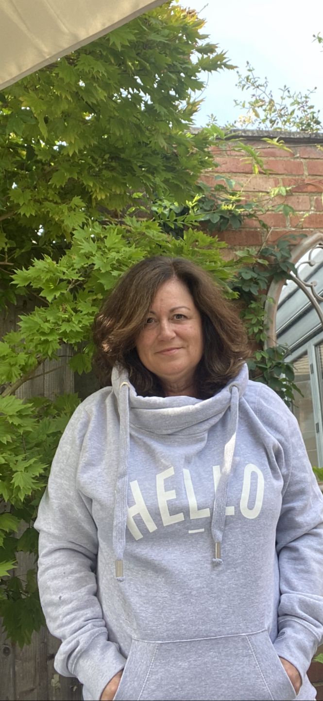 Customer photo review of Grey Hello Cowl Neck Hoodie