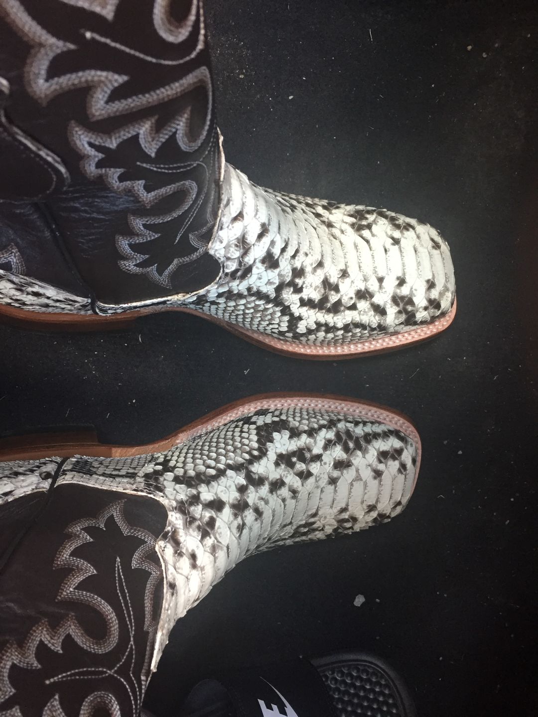 Customer photo review of Cowtown Men’s Square Toe Python Boot Q818