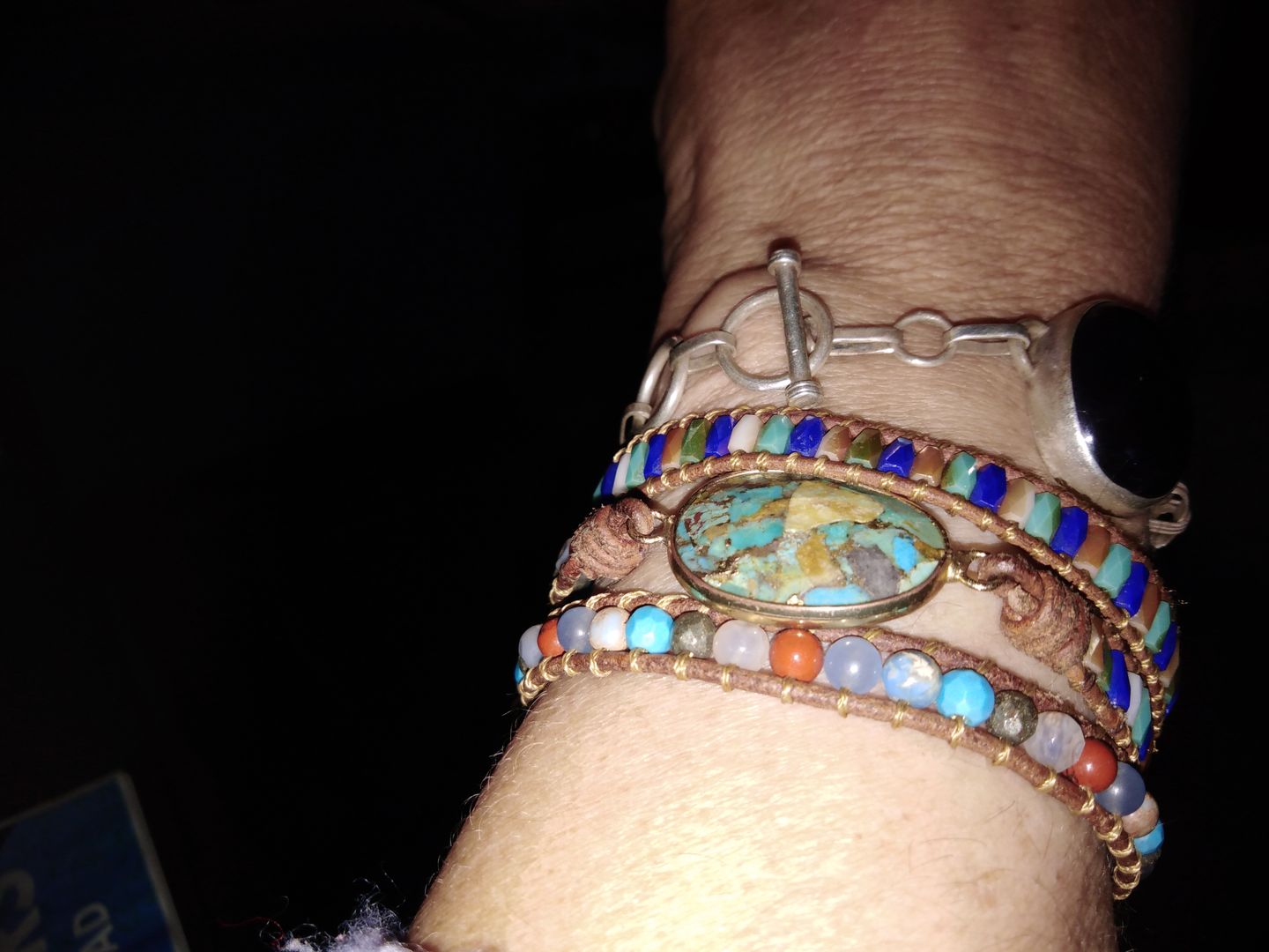Customer photo review of Natural Turquoise & Jasper Wrap Bracelet
