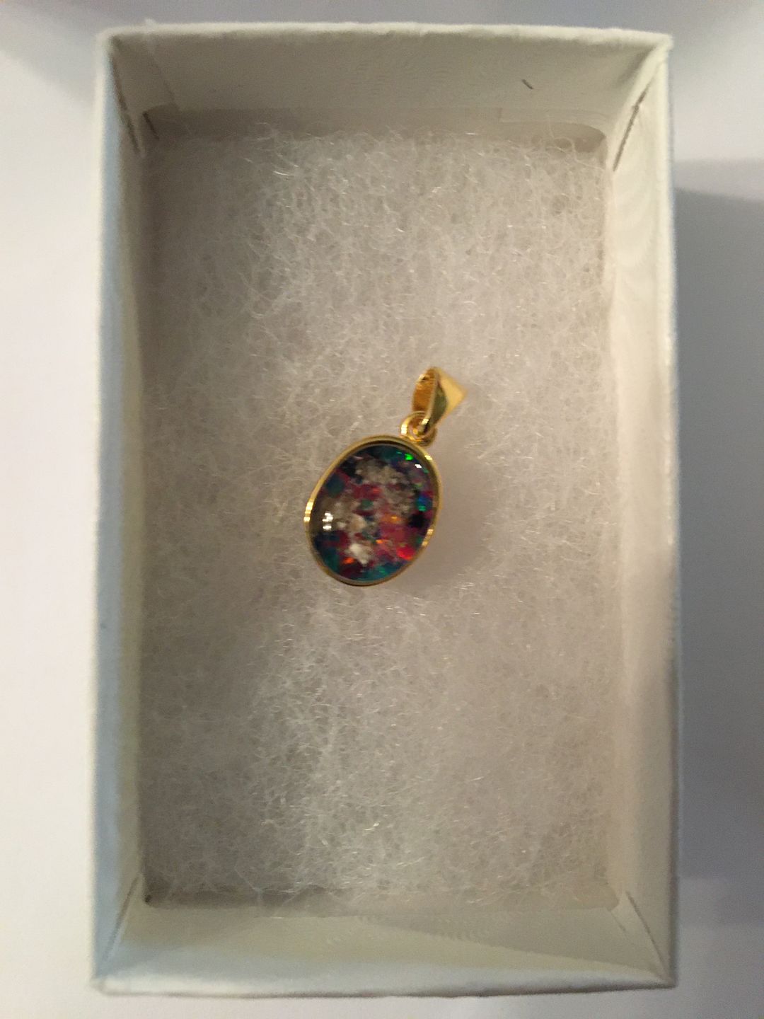 Customer photo review of Petite Oval Pendant with Cremation Ash
