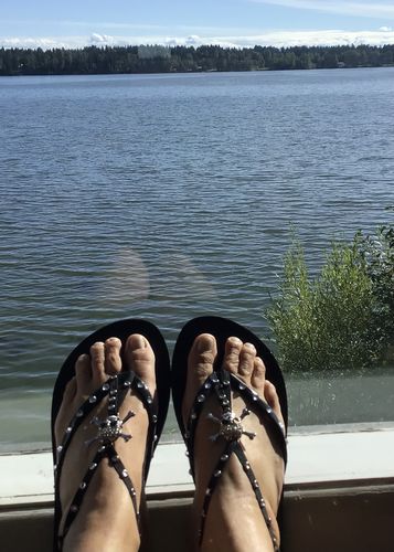 Customer photo review of Just Love Skulls Flip Flops