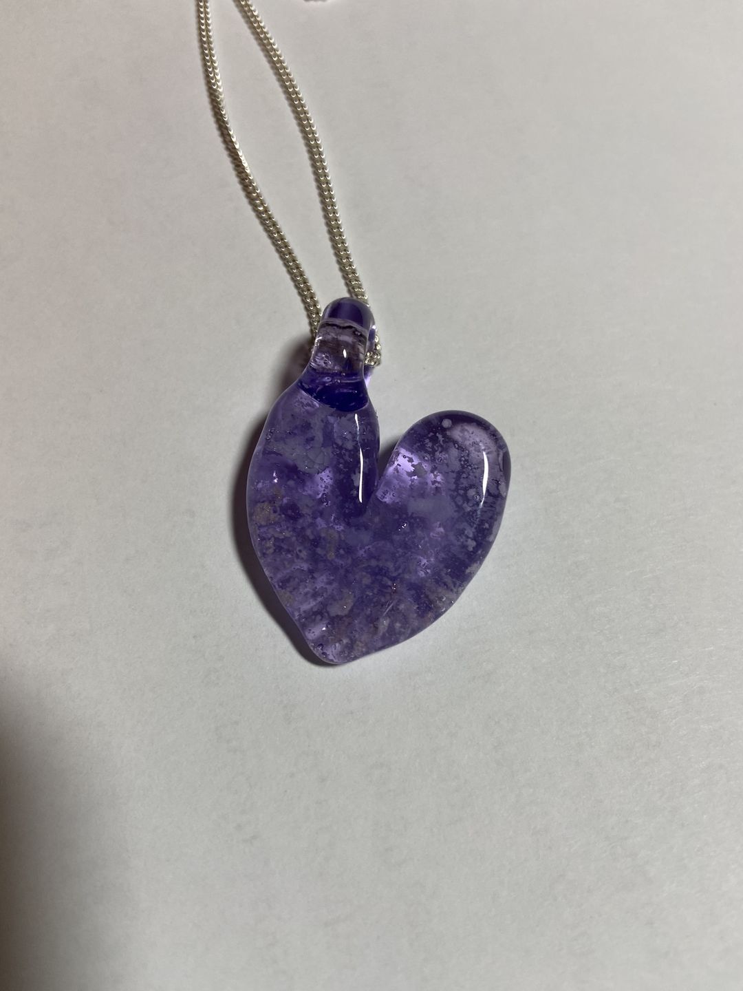 Customer photo review of Translucent Heart Pendant with Cremation Ashes