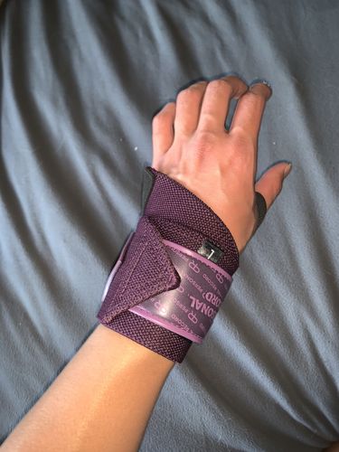 Customer photo review of Personal Record Heavy Duty Premium Wrist Wraps PR901 - Purple