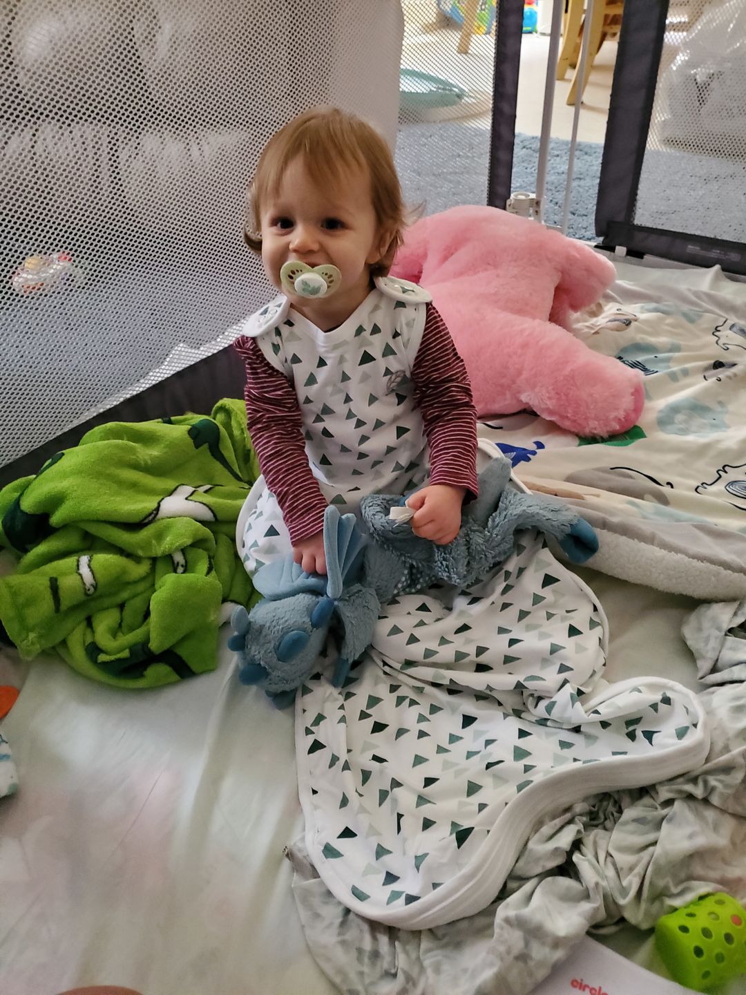 Customer photo review of Ecolino® Adjustable Baby Sleep Bag, 100% Organic Cotton, Universal Size: 2 Months - 2 Years, Triangle