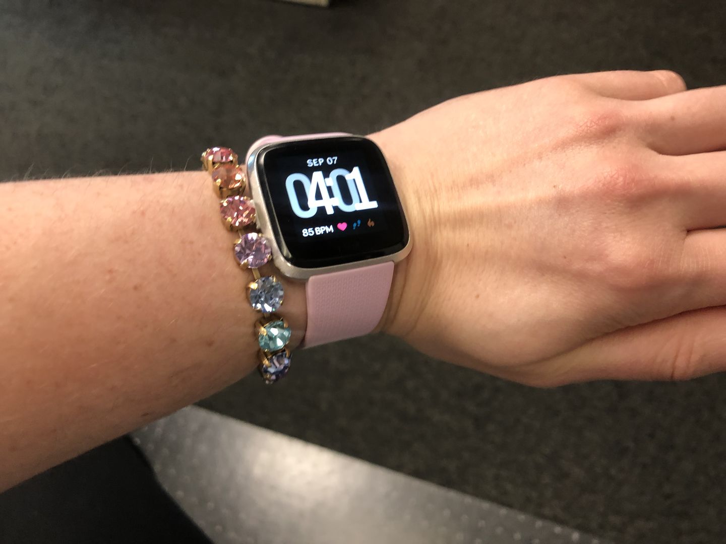 Customer photo review of Arista Bracelet in Cotton Candy Ombré