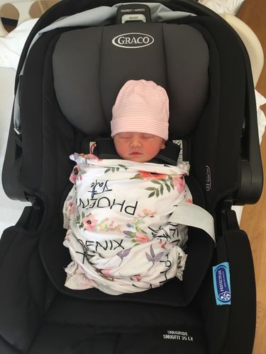 Customer photo review of Coral Floral Personalized Custom Name Baby Swaddle Blanket
