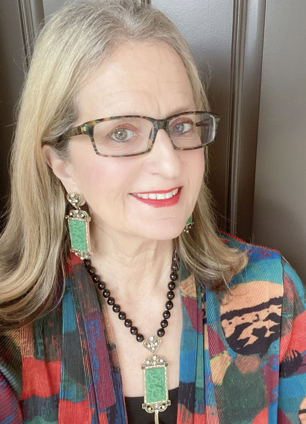Customer photo review of Heidi Daus®"Chinoiserie Carving" Crystal Rising Dangle Earrings