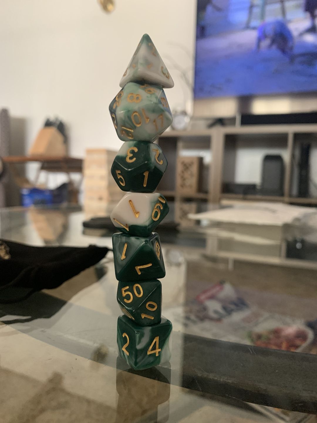 Customer photo review of 3 MYSTERY ACRYLIC DICE SETS