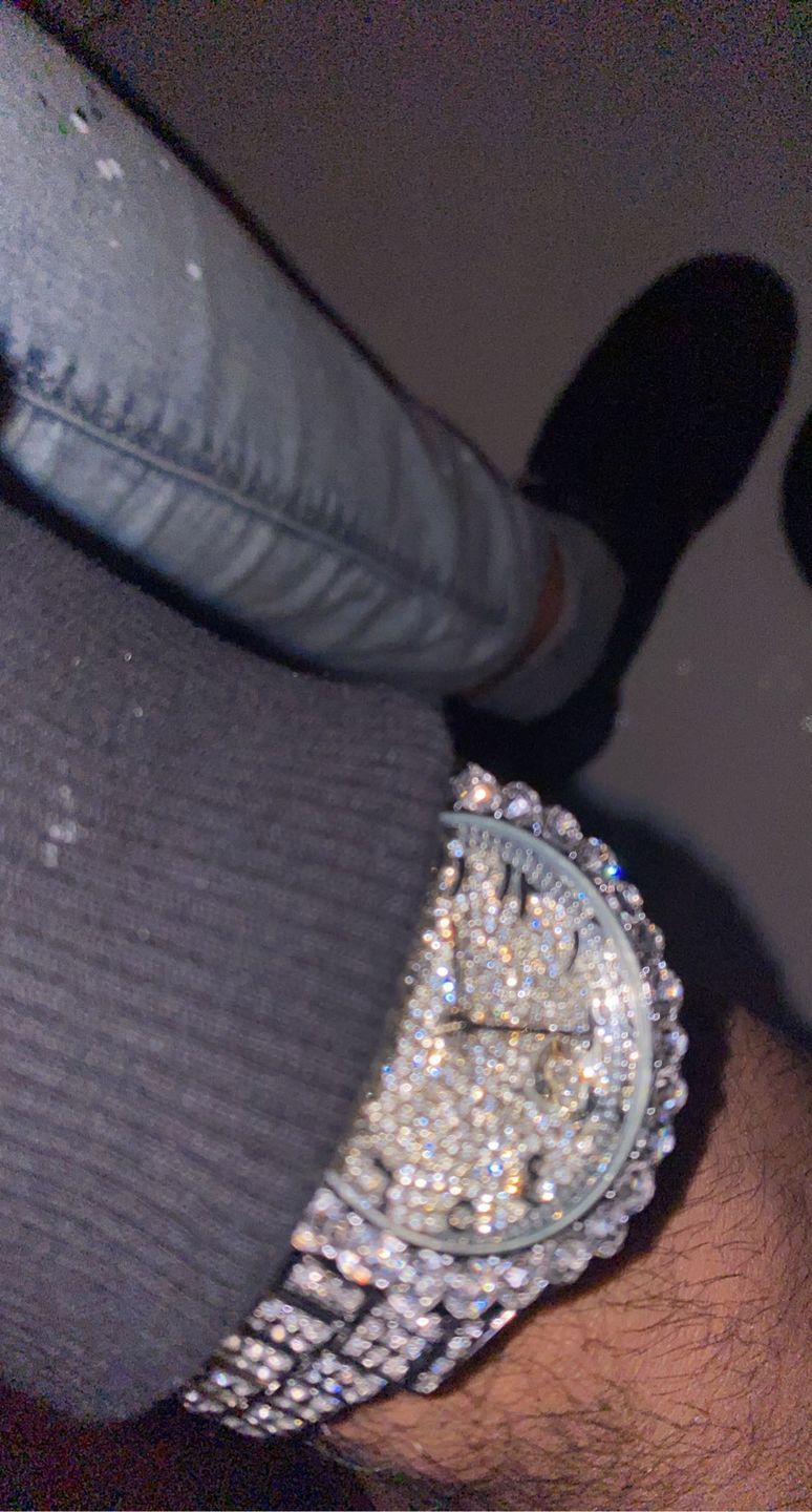 Customer photo review of Arabic Dial Diamond Simulant Watch - Silver