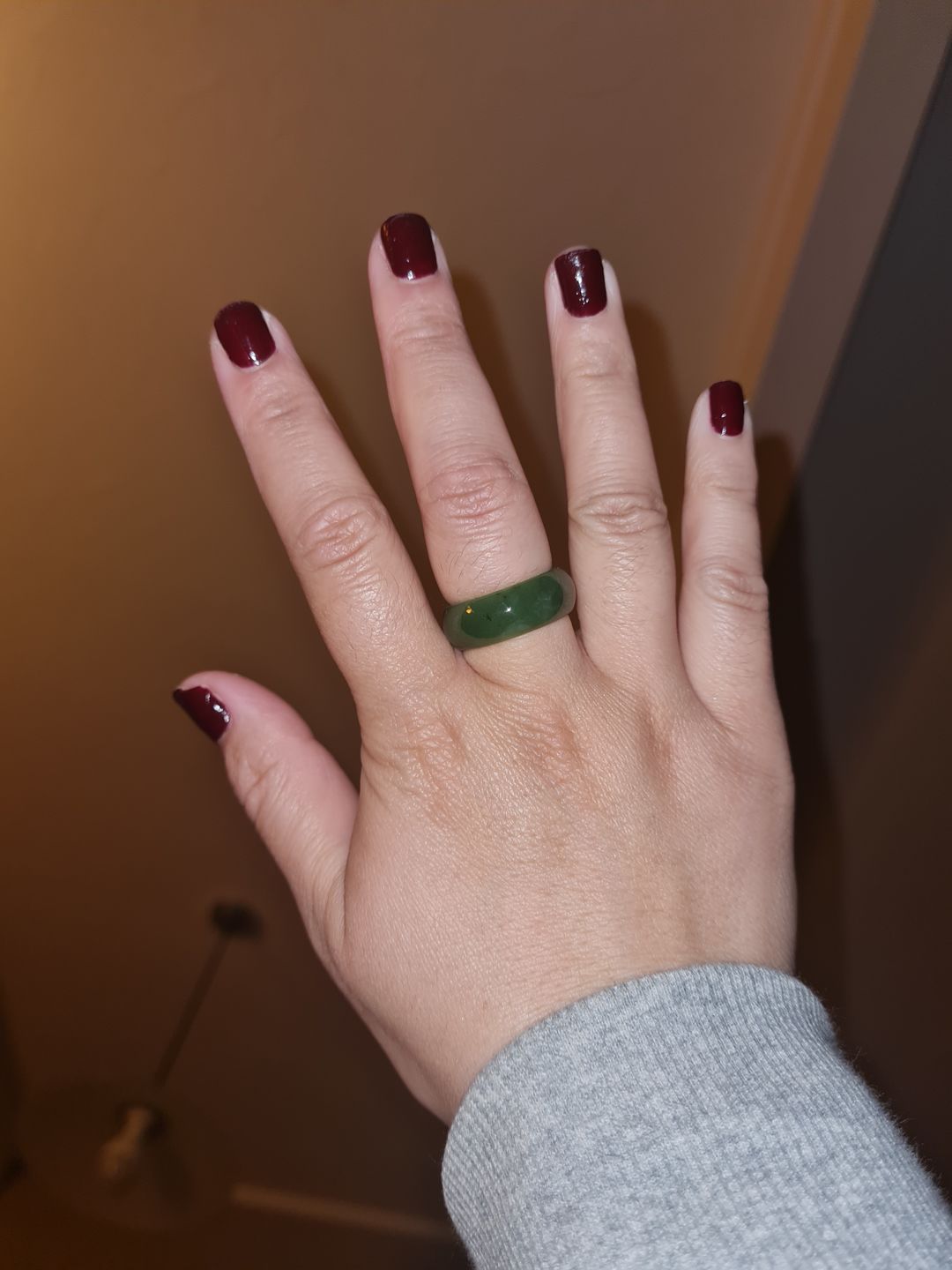 Customer photo review of Wide Greenstone Ring