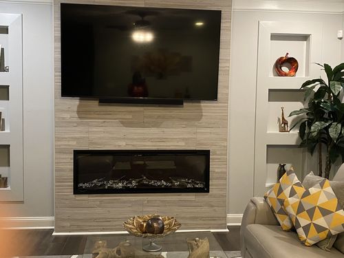 Customer photo review of Touchstone Sideline Elite 60"  Wall-Mount / Recessed Linear Electric Fireplace