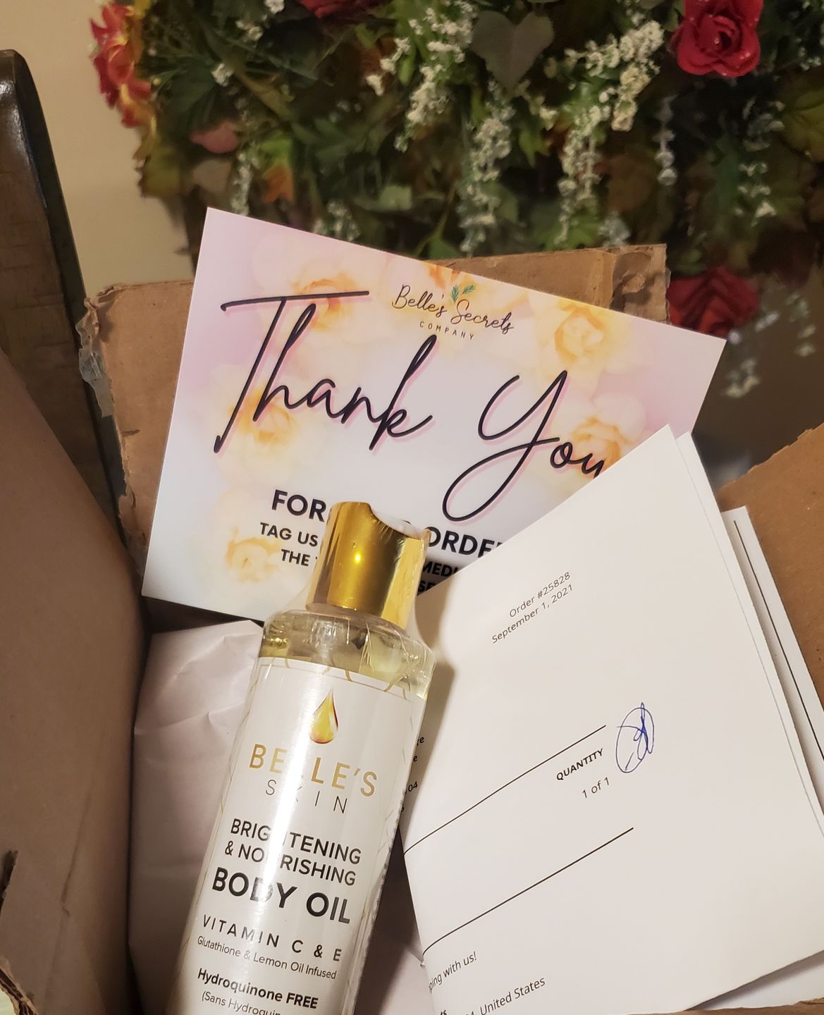 Customer photo review of Belle's Skin Body Oil