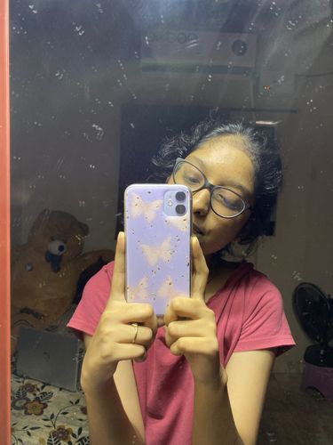 Customer photo review of Aesthetic Glitter Lilac Butterfly iPhone Case