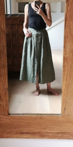 Customer photo review of Jupe Adélie - lin lavé - kaki