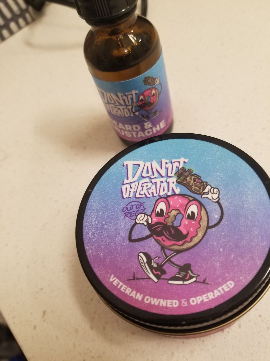 Customer photo review of Donut Operator Mustache & Beard Pack
