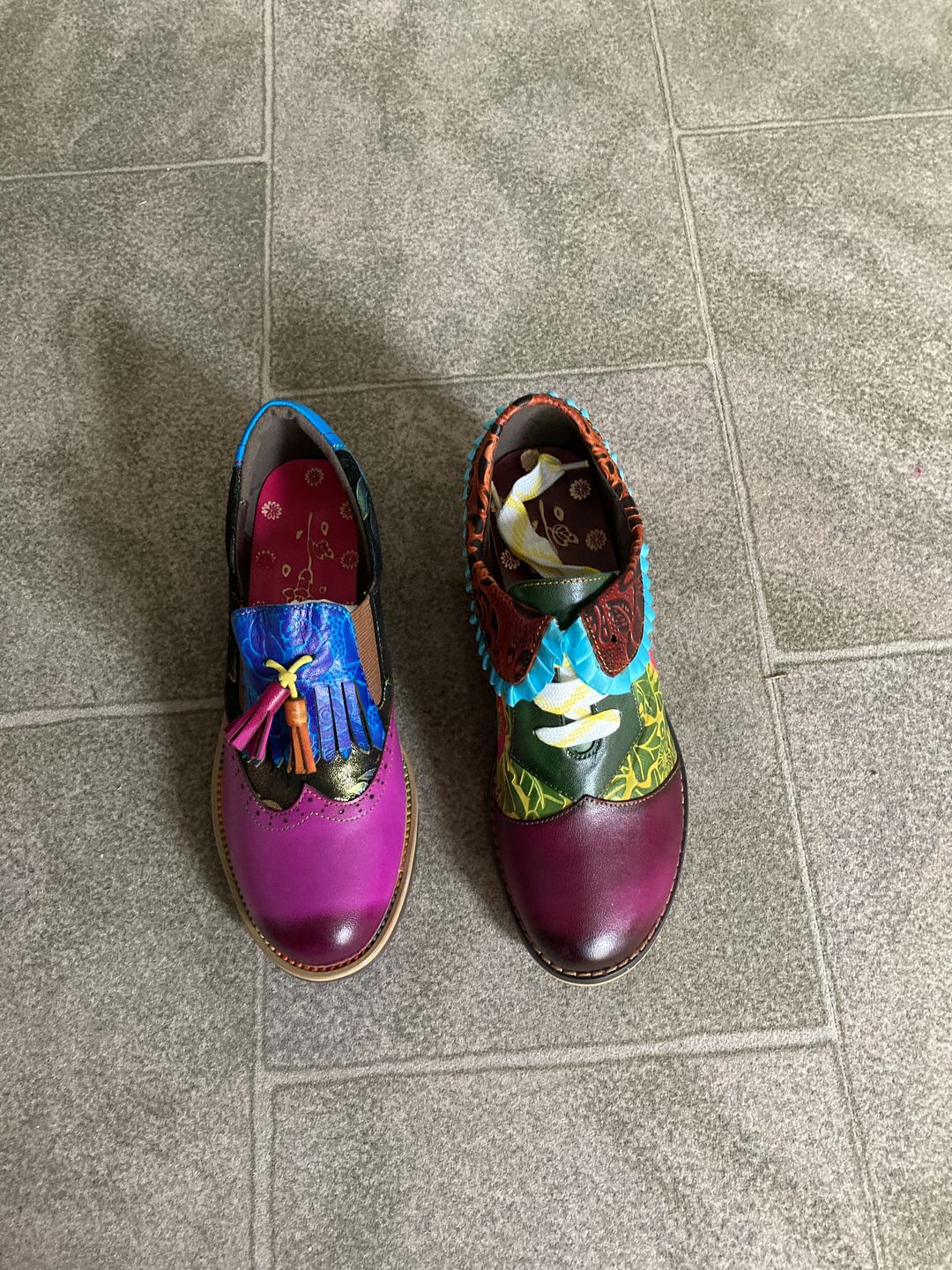 Customer photo review of Bohemian Painted  Brogue Genuine Leather Shoes