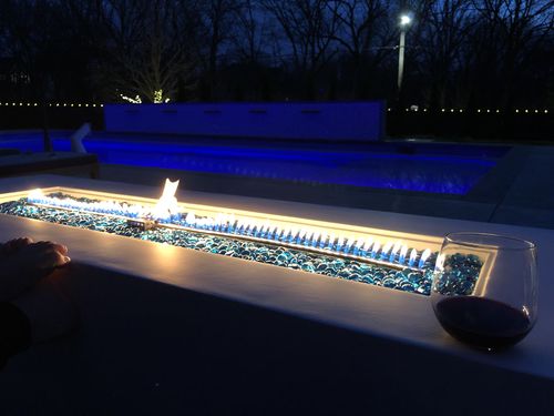 Customer photo review of 70" Linear Outdoor Propane Gas Fire Pit Table in White