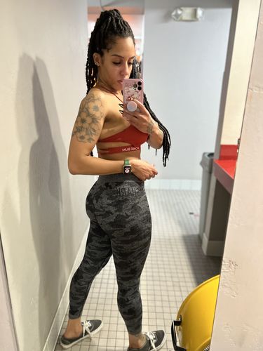 Customer photo review of Red Criss Cross Sports Bra