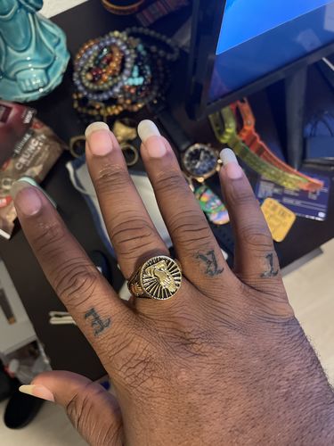 Customer photo review of SACRED PRAYER HANDS GOLD RING