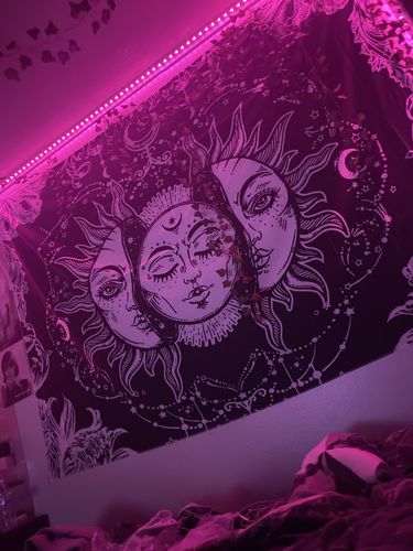 Customer photo review of Inverse Black & White Moon Sun Tapestry