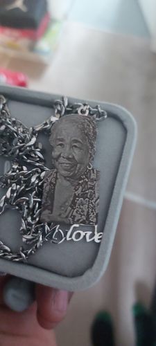 Customer photo review of Lovers Charm™ 18K Custom Engraved Necklace