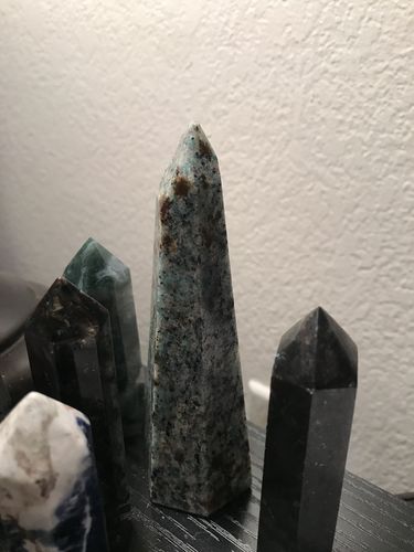 Customer photo review of Amazonite w/ Garnet & Black Tourmaline Tower