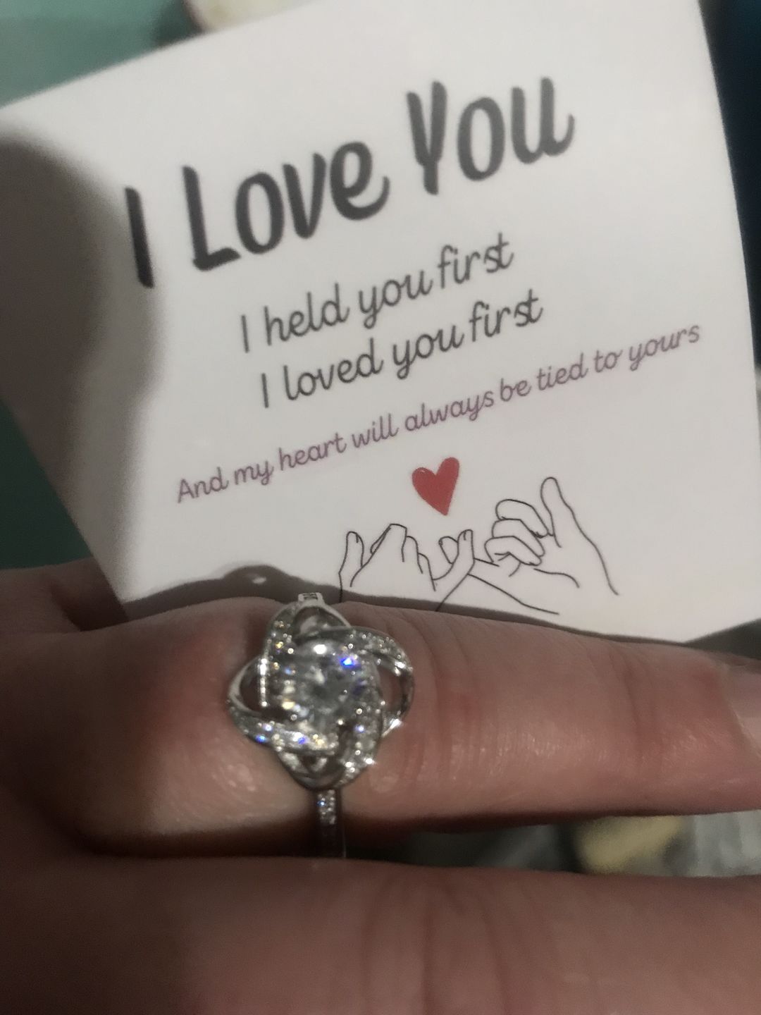 Customer photo review of Daughter | I Held You First | Love Knot Ring