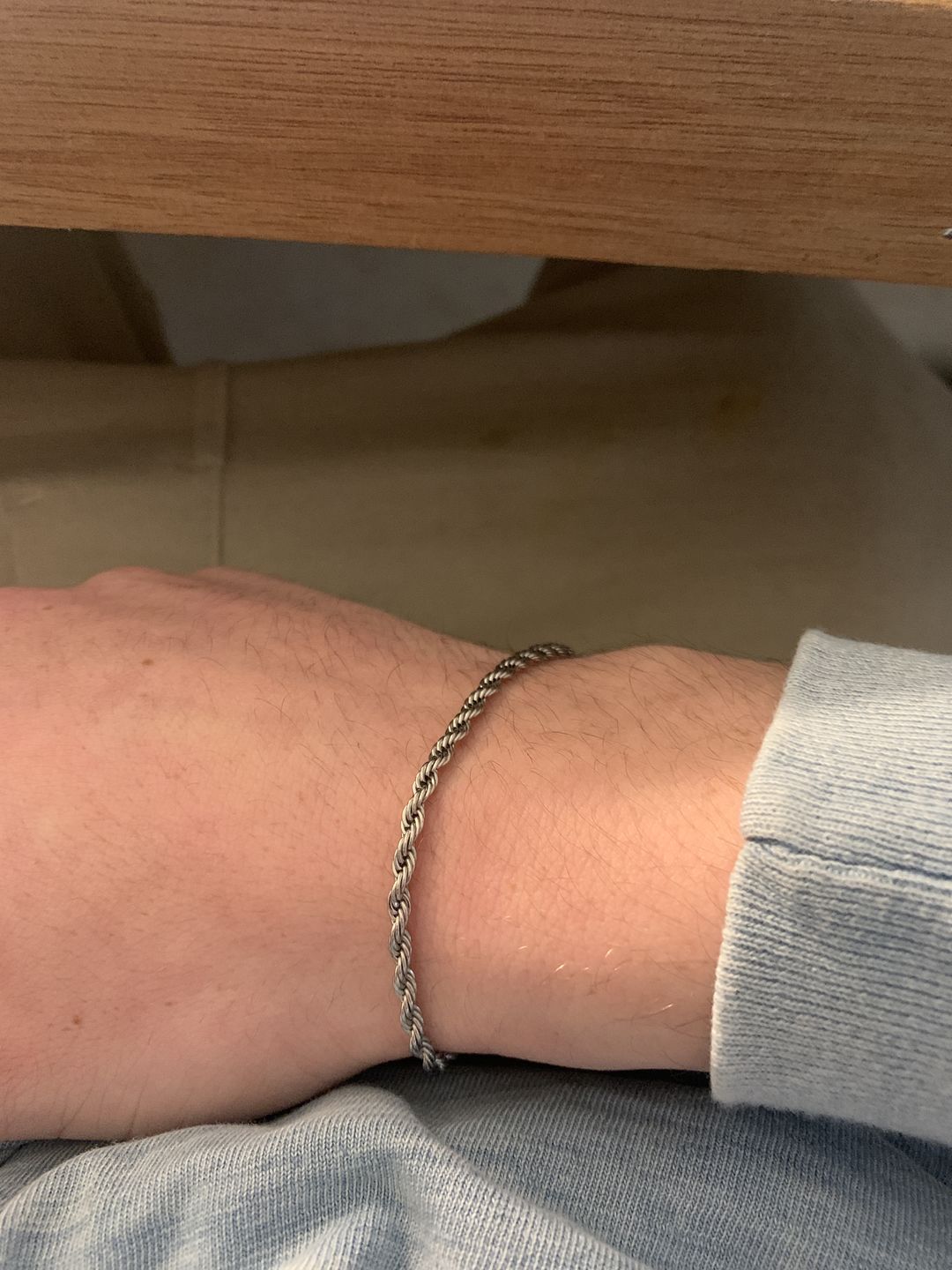 Customer photo review of CLEAN ROPE BRACELET. - 3MM WHITE GOLD