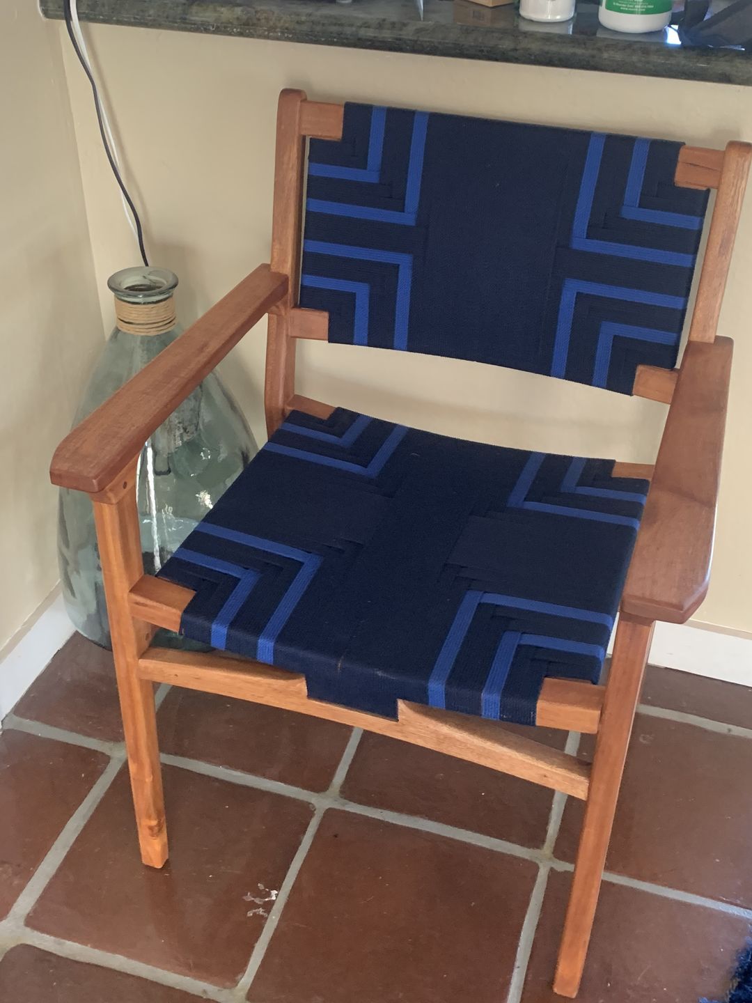 Customer photo review of Chontales Arm Chair, Midnight Blue Pattern