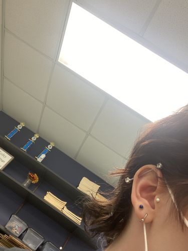 Customer photo review of Semi Precious Stone Internally Threaded Lip Ring