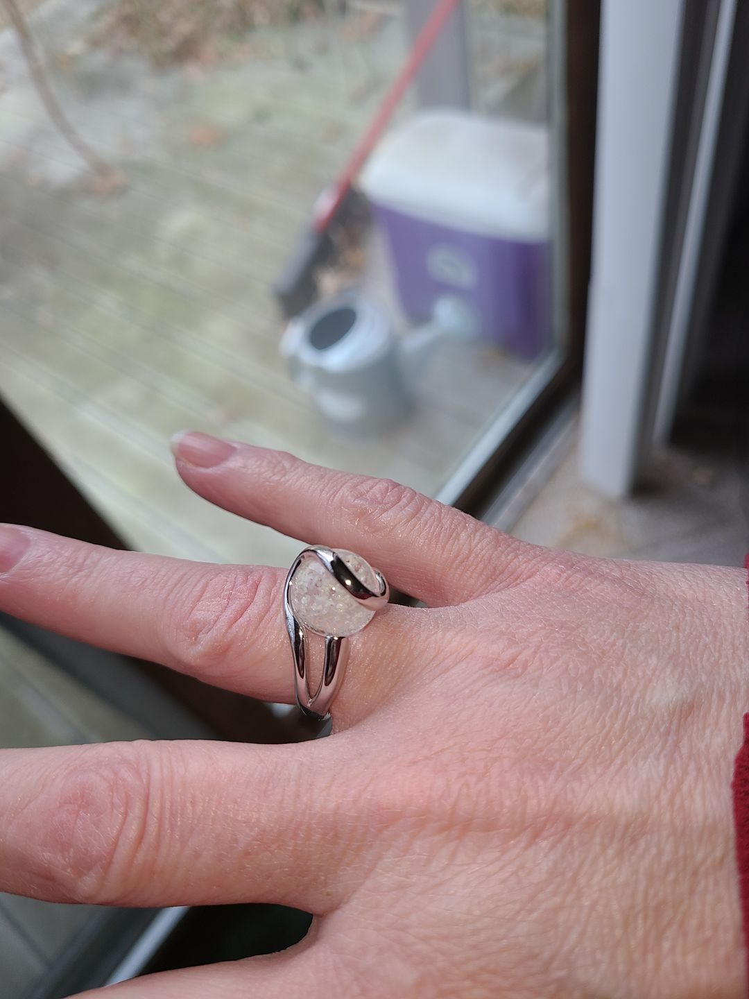 Customer photo review of Sterling Silver Ring with 12mm Infused Glass Marble