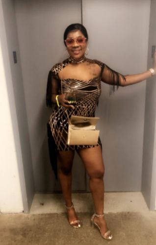 Customer photo review of Geometric Print Pretty Tassel Mini Dress