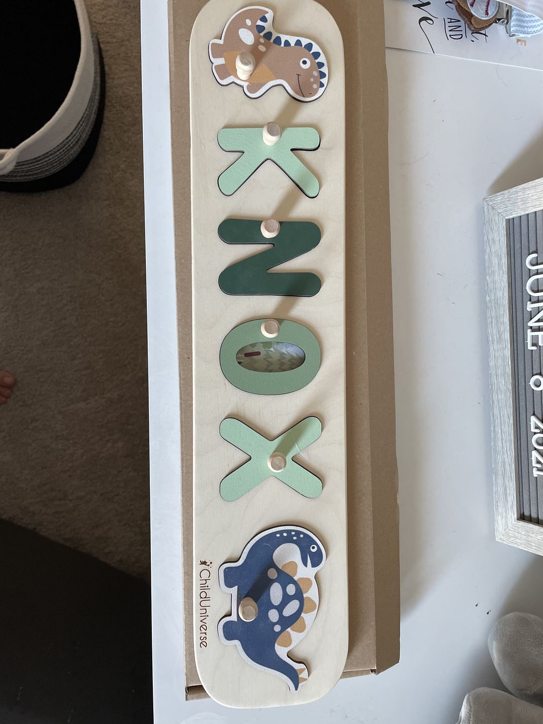 Customer photo review of Boy Dinosaur Name Puzzle