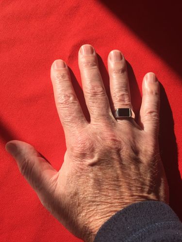 Customer photo review of Men's Ring 8 BLUE SAPPHIRES & ONYX in Fine 925 Sterling Silver