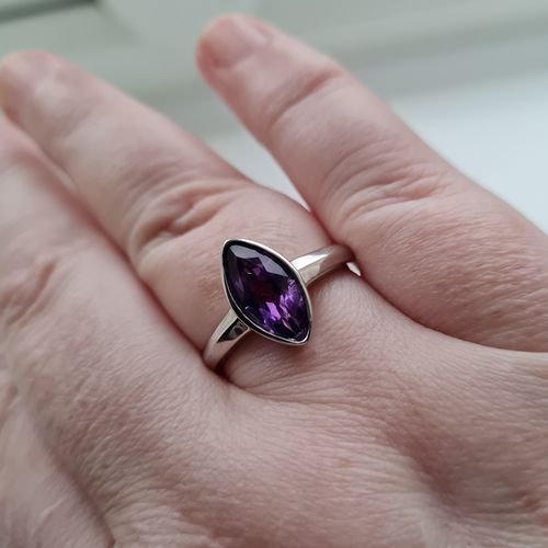 Customer photo review of Surf Moon Ring with Amethyst