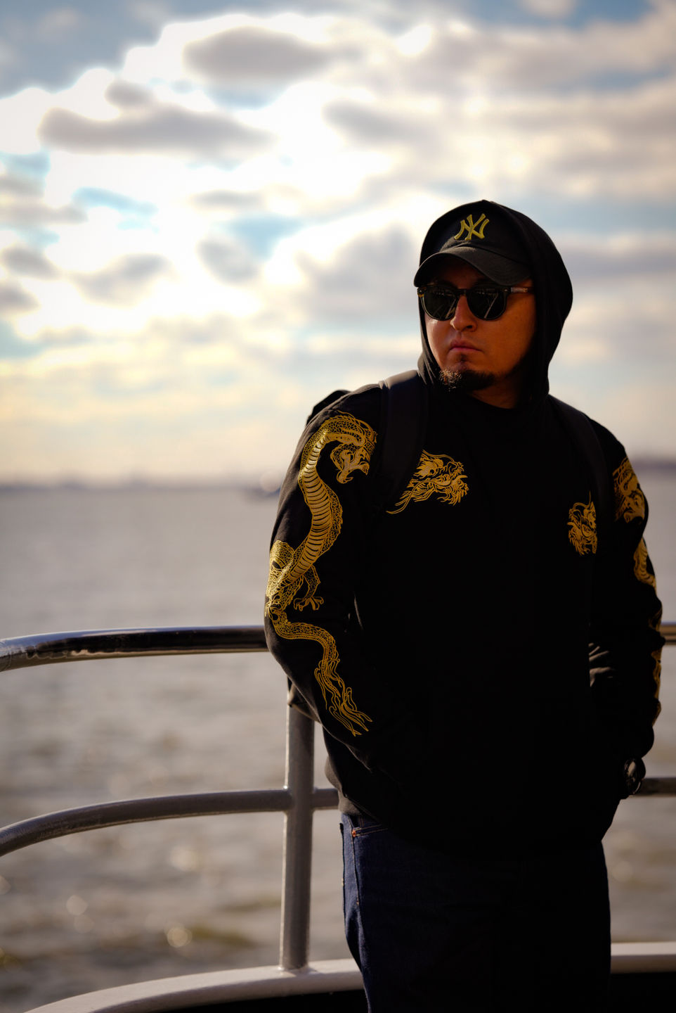 Customer photo review of Double Flying Dragons Embroidery Hoodie