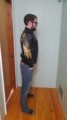 Customer photo review of Golden Angel Wings Bomber Jacket