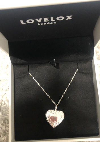 Customer photo review of Full Scroll Heart Engraved Locket – Silver