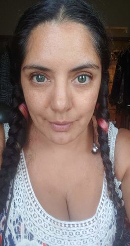 Customer photo review of Angel Ice Turquoise Green Colored Contact Lenses