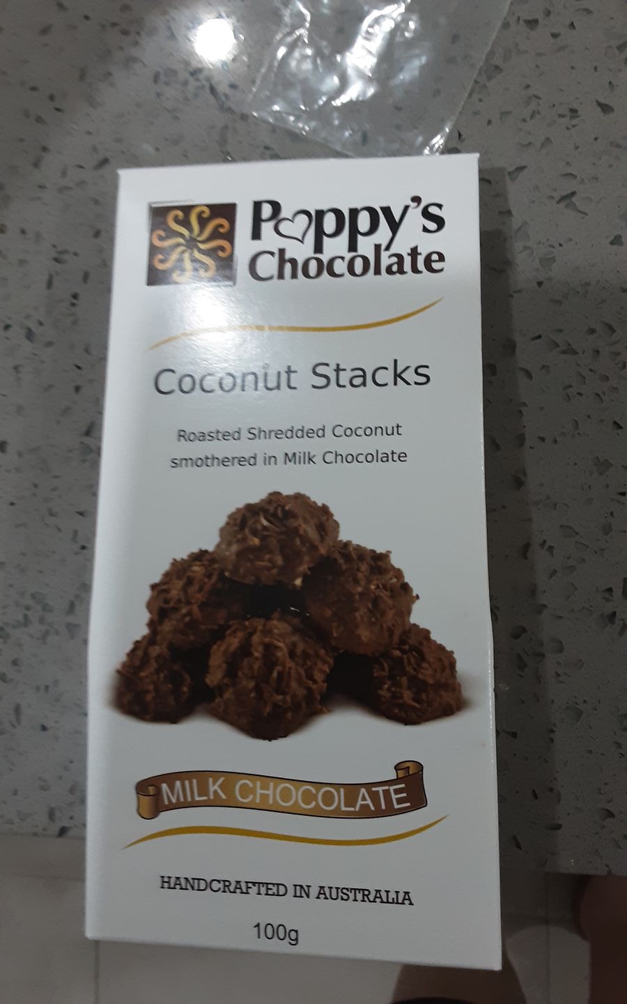 Customer photo review of Chocolate Coconut Stacks 100g