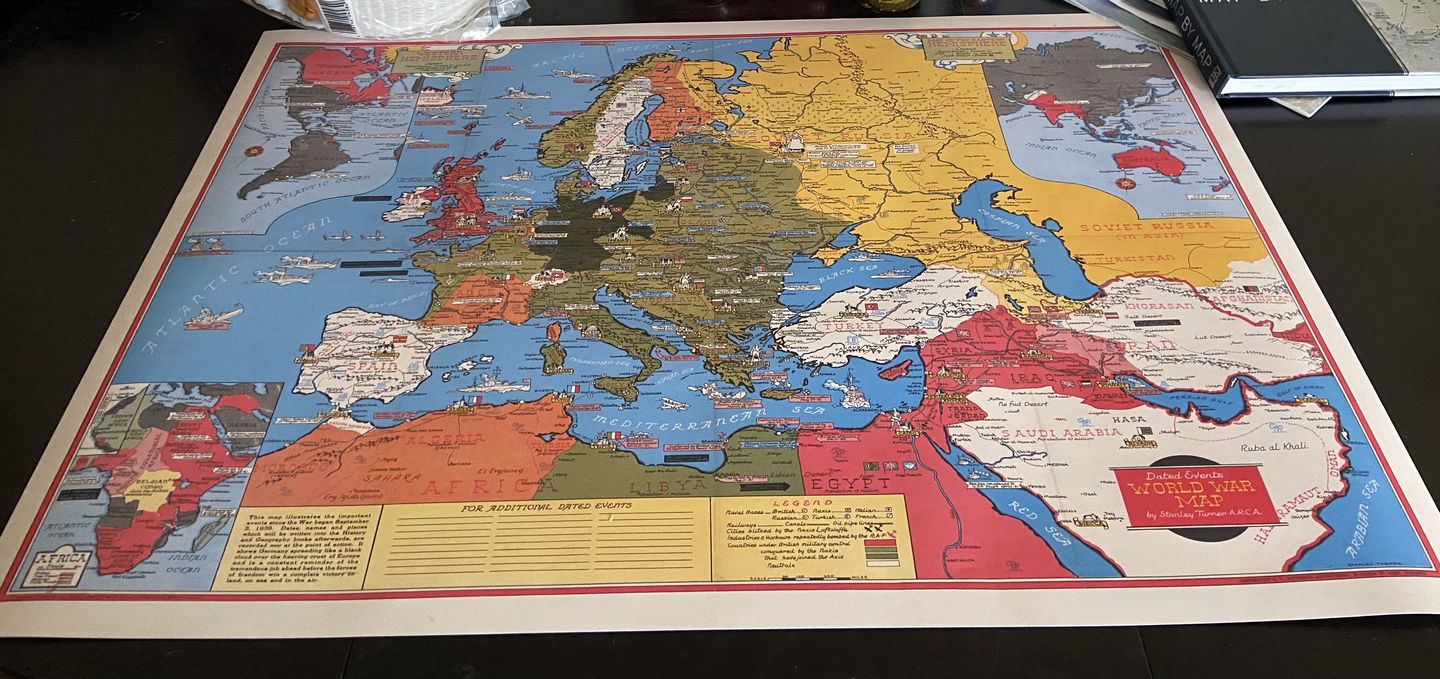 Customer photo review of Old World War 2 Map, 1942 by Stanley Turner  - "Dated Events" WW2 History Chart