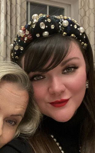 Customer photo review of JET PLAID PEARL & CRYSTAL FLANNEL KNOTTED HEADBAND