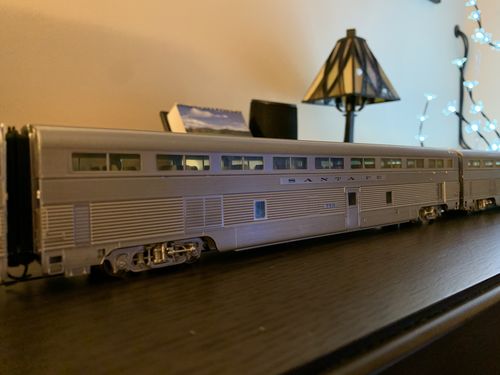 Customer photo review of WalthersProto 920-13313 85' Budd Hi-Level 72-Seat Coach -- Santa Fe (Real Metal Finish with Decals), HO