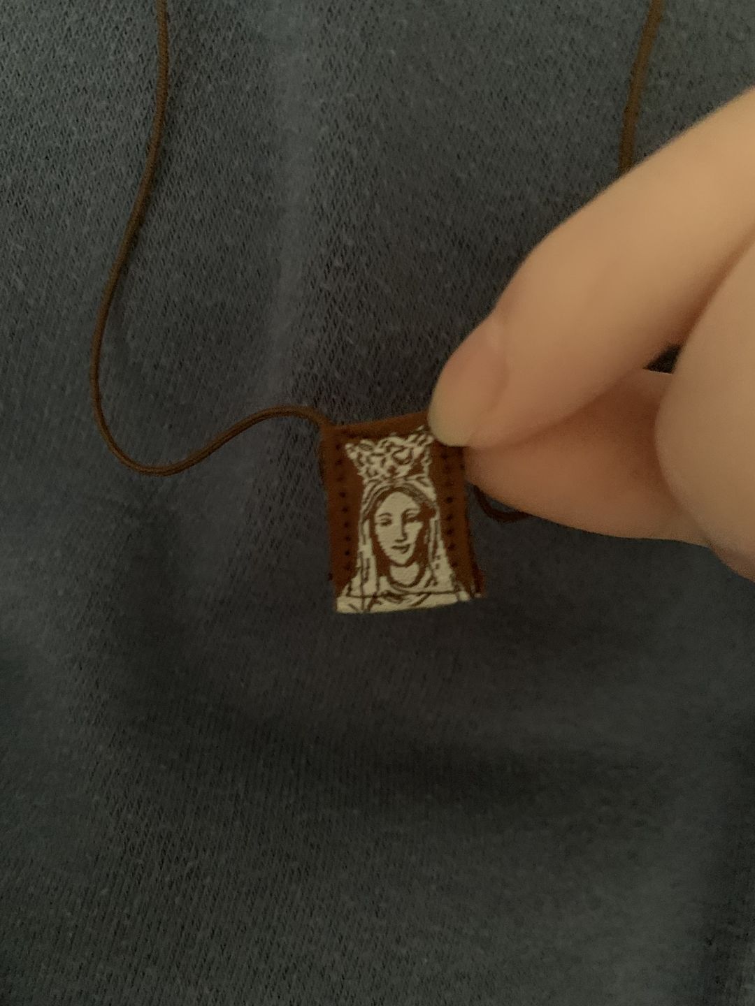Customer photo review of Premium Brown Scapular, Brown & Cream, Our Lady of Mt. Carmel (Mini)